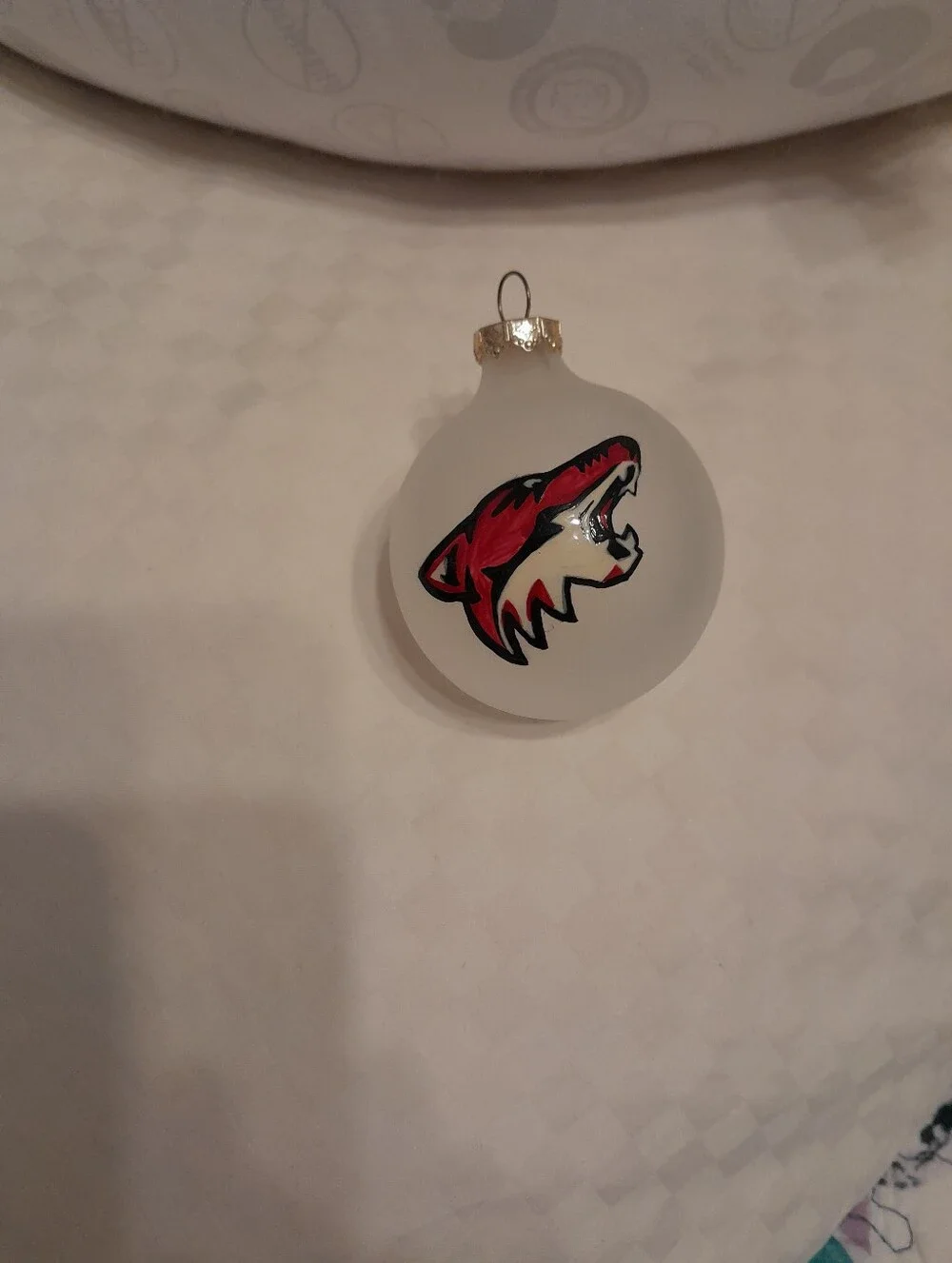 Painted Coyote Head Frosted Glass Holiday Ornament